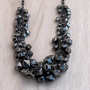 Gunmetal Faceted Beads 25" Statement Necklace / Whimsigoth / Dark Coquette